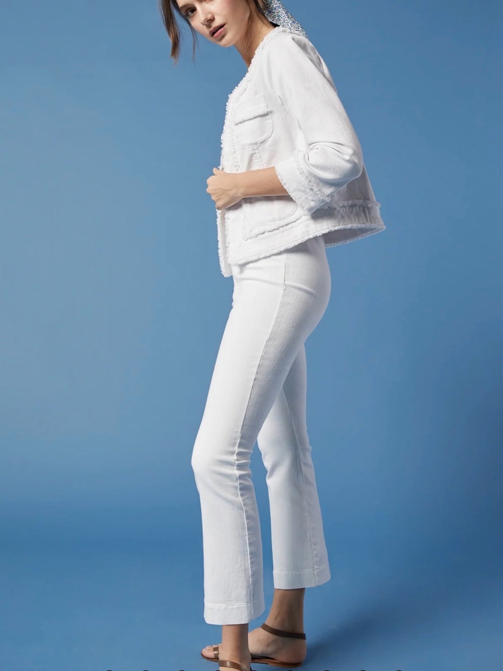 Ann Mashburn White Faye Flare Cropped Pants Size S NWT $250 Retail